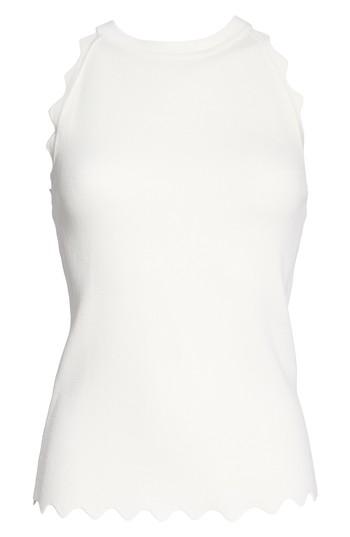 Women's Eliza J Scallop Knit Halter Top - Ivory