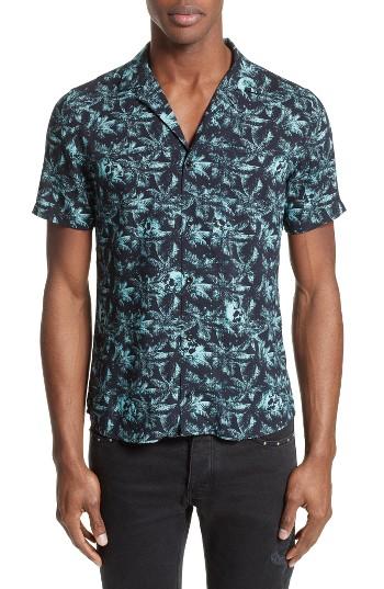 Men's The Kooples Hawaiian Collar Print Shirt Eu - Blue