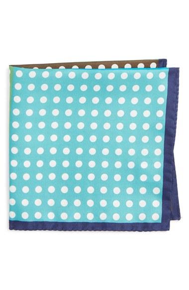 Men's Eton Dot Silk Pocket Square, Size - Green