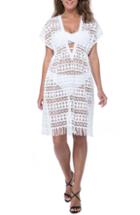 Women's Profile By Gottex Crochet Cover-up Dress - White