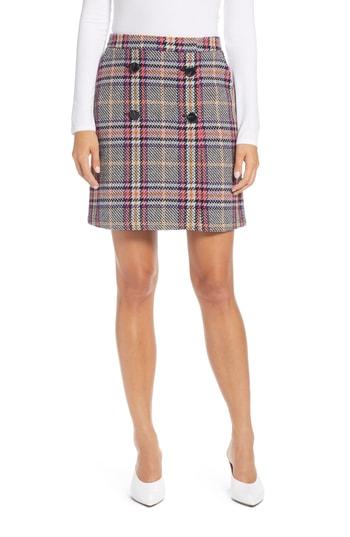 Women's Halogen Button Detail Plaid Skirt - Purple