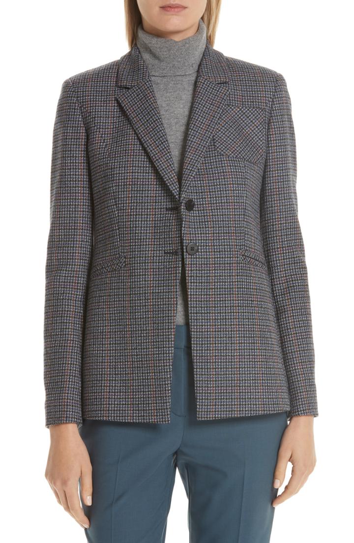 Women's Nordstrom Signature Elbow Patch Plaid Blazer