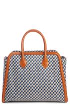 Dries Van Noten Woven Raffia & Leather Tote - Blue