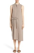 Women's Fabiana Filippi Asymmetrical Ruffle Pinstripe Dress Us / 38 It - Beige