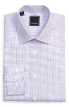 Men's David Donahue Regular Fit Check Dress Shirt 34/35 - Purple