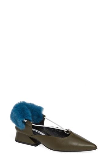 Women's Yuul Yie Faux Fur Block Heel Pump .5us / 38.5eu - Green