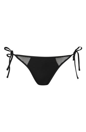 Women's Topshop Mesh Detail Tie Bikini Bottoms Us (fits Like 0-2) - Black
