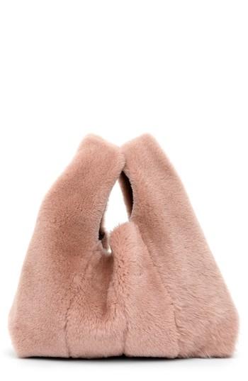 Kara Genuine Shearling Mini Shopper - Pink