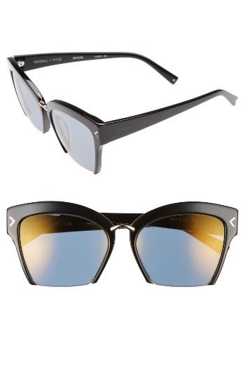 Women's Kendall + Kylie Brooke 55mm Semi Rimless Butterfly Sunglasses - Shiny Black/ Shiny Gold