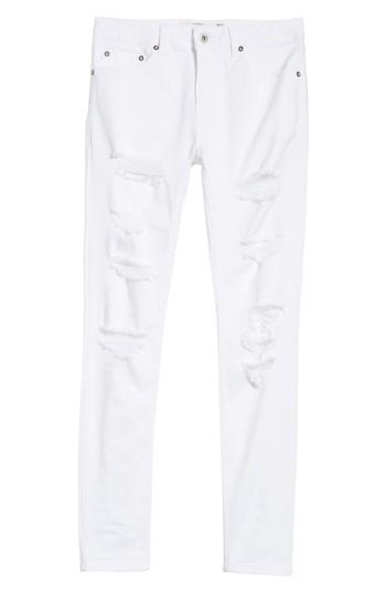 Men's Topman Skinny Spray On Ripped Jeans X 34 - White