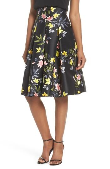 Women's Eliza J Floral A-line Skirt - Black