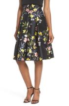 Women's Eliza J Floral A-line Skirt - Black