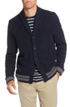 Men's 1901 Cable Knit Shawl Collar Cardigan, Size - Blue