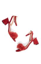 Women's Topshop Doodle Faux Fur Block Heel Sandal .5us / 35eu - Burgundy