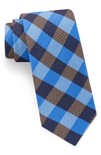 Men's Ted Baker London Derby Check Silk Tie, Size - Blue