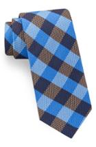 Men's Ted Baker London Derby Check Silk Tie, Size - Blue