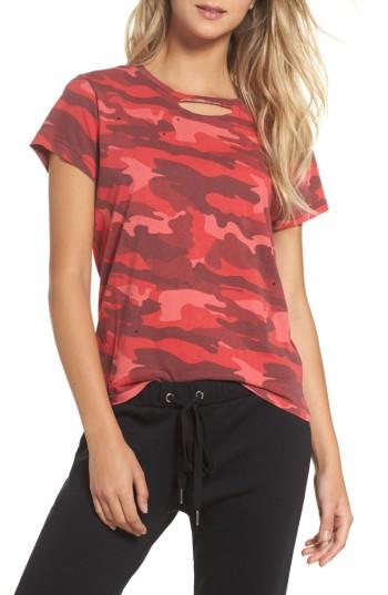Women's Ragdoll Distressed Camo Tee - Red