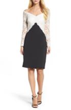 Women's Tadashi Shoji Soutache Off The Shoulder Sheath Dress - Black