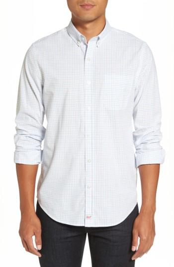 Men's Vineyard Vines Diamond Cove Slim Fit Tattersall Sport Shirt, Size - White