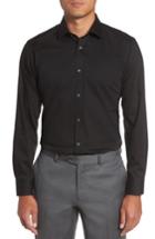 Men's Ted Baker London Caramor Trim Fit Solid Dress Shirt - 34/35 - Black