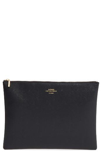 Delfonics Quitterie Large Faux Leather Pouch - Black