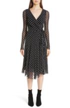 Women's Fuzzi Polka Dot Tulle Wrap Dress - Black