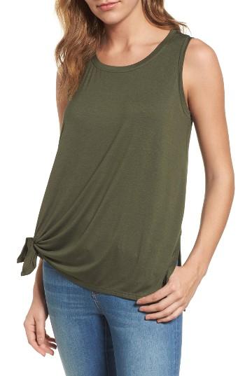 Women's Caslon Knot Front Jersey Tank, Size - Green