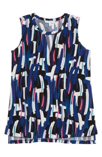 Women's Chaus Modern Brushstroke Keyhole Top - Blue
