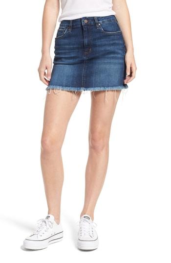 Women's Bp. Raw Hem Denim Miniskirt - Blue
