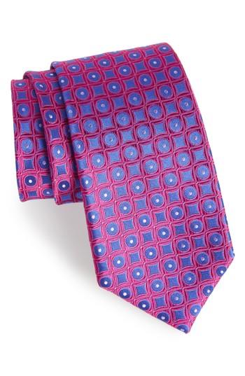 Men's Nordstrom Men's Shop Criss Cross Geometric Silk Tie, Size - Blue/green