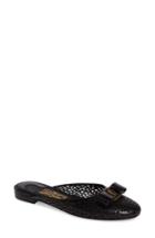 Women's Salvatore Ferragamo Laser Cut Bow Mule .5 B - Black