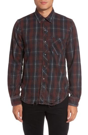 Men's Hudson Jeans Weston Slim Fit Plaid Sport Shirt - Ivory