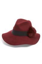 Women's Shiraleah Paris Genuine Fox Fur Trim Fedora - Red