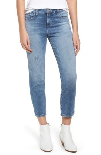 Women's Prosperity Denim Washed Crop Straight Leg Jeans - Blue