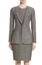Women's St. John Collection Aluna Speckled Chevron Tweed Knit Jacket