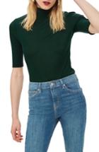 Women's Topshop Elbow Sleeve Turtleneck Top Us (fits Like 0) - Green