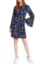 Petite Women's Halogen Bow Back Floral Shift Dress P - Blue