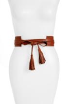 Women's Raina Bronco Leather Wrap Belt, Size - Cognac
