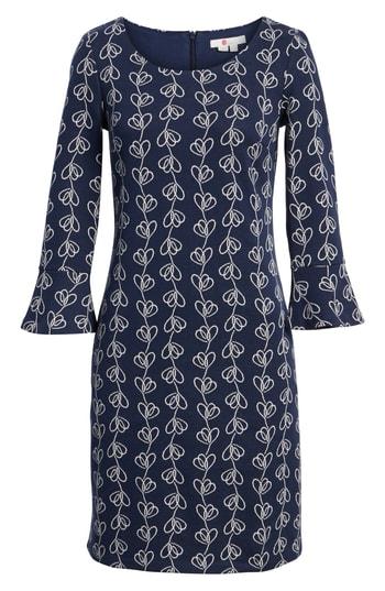 Women's Boden Jacquard Modern Sleeve Cotton Blend Dress - Blue