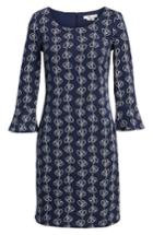 Women's Boden Jacquard Modern Sleeve Cotton Blend Dress - Blue