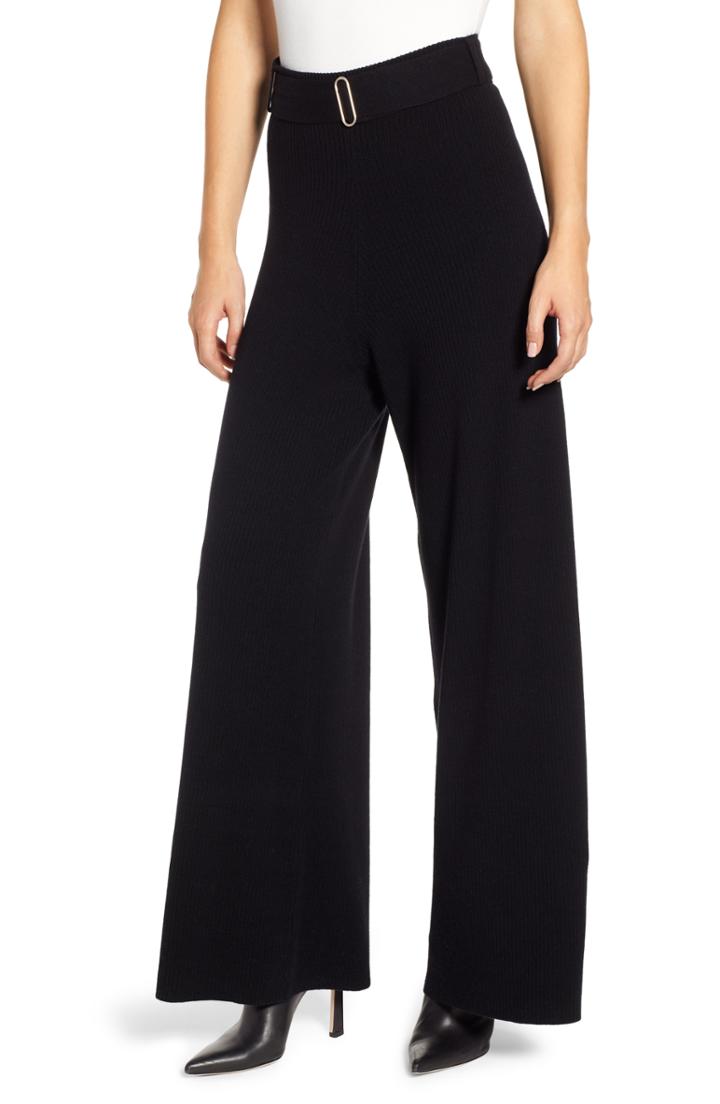 Women's Ag Quill Wide Leg Wool & Cashmere Pants - Black