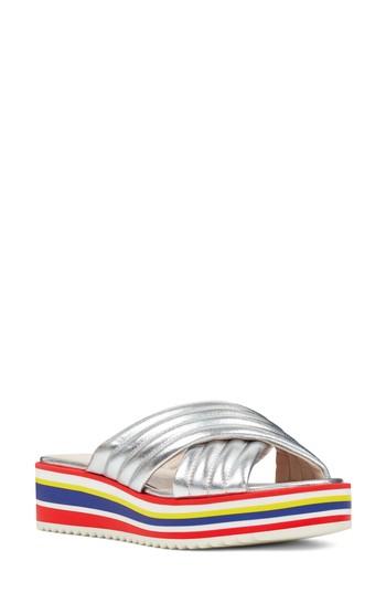 Women's Nine West Zonita Platform Slide Sandal M - Metallic