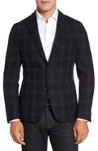 Men's Flynt Classic Fit Windowpane Wool & Cashmere Jersey Sport Coat R - Black