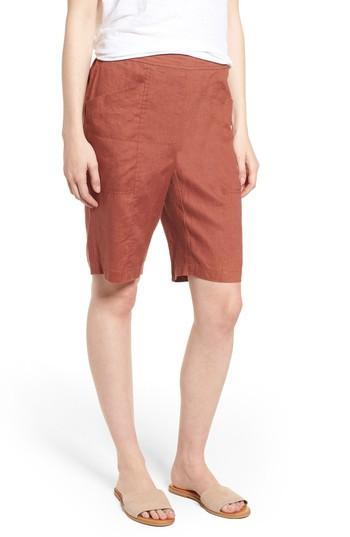 Women's Eileen Fisher Organic Linen City Shorts, Size - Brown