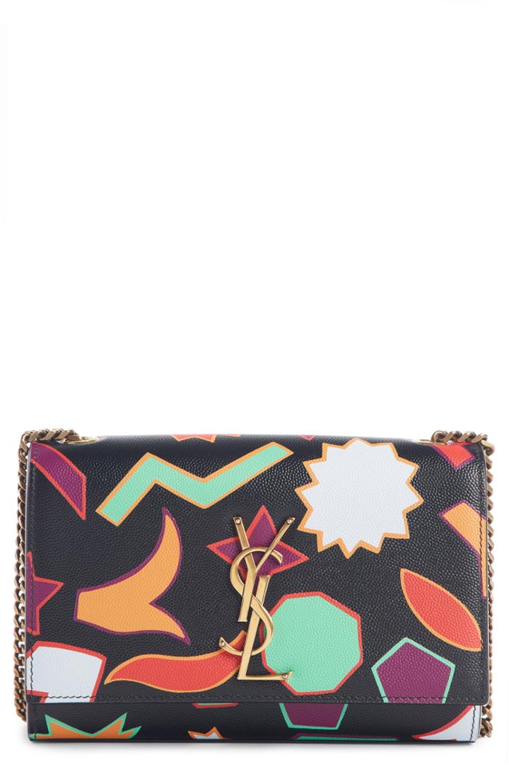 Saint Laurent Small Kate Print Calfskin Leather Shoulder Bag - Black