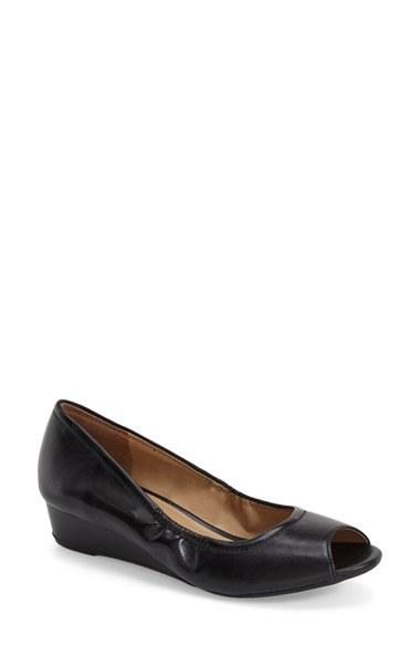 Women's Naturalizer 'contrast' Peep Toe Wedge M - Black