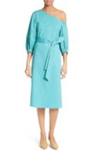 Women's Tibi Cotton One-shoulder Dress - Blue/green