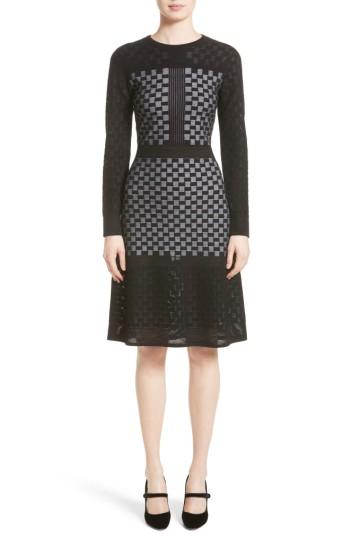 Women's St. John Collection Illusion Checkerboard Dress - Black