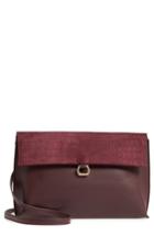 Streel Level Textured Flap Faux Leather Crossbody Bag - Burgundy