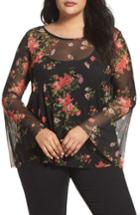 Women's Soprano Floral Mesh Top